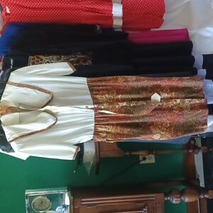 Vintage Moon Dance Floral Midi Belted Dress Sz 14, fits like a sz 10